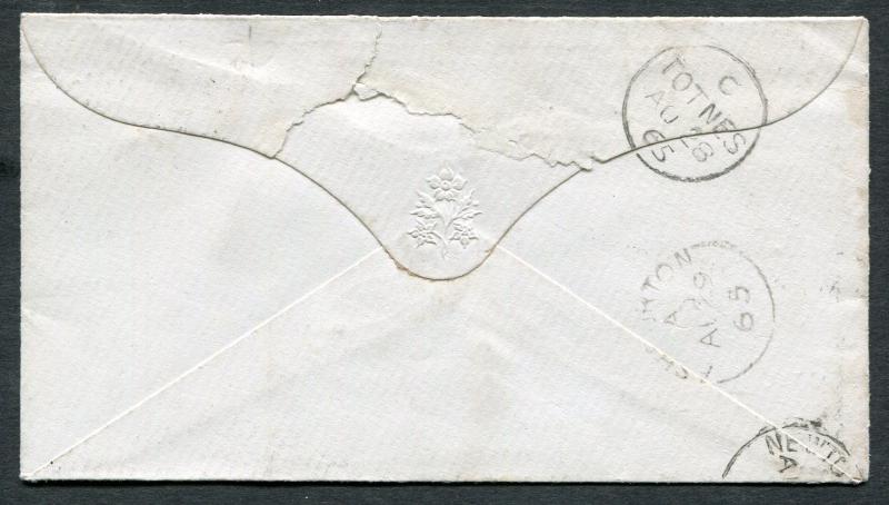 Great Britain Postal History Cover - 1865 SG #43 Plate 74 - 807 Totnes CDS