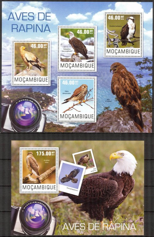 Mozambique 2014 Birds Raptors Sheet + S/S MNH