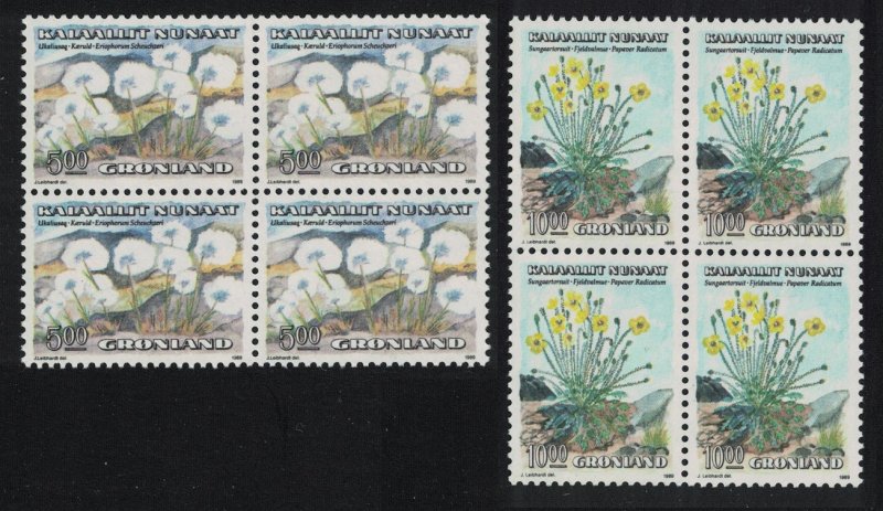 Greenland Flowers 2v in Block 2*2 SG#199=203 MI#197-198 SC#191+196