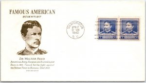 U.S. FIRST DAY COVER DR. WALTER REED FAMOUS AMERICAN SCIENTIST (PAIR) 1940