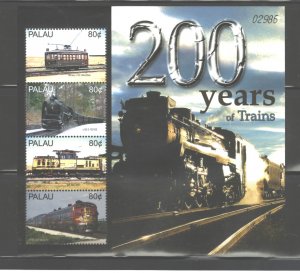 PALAU  2005  TRAINS MS.#830  MNH