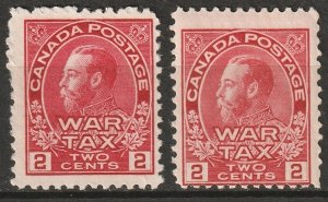 Canada 1915 Sc MR2,MR2a war tax shades MNG(*)