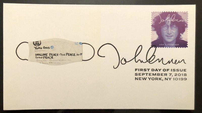 2018 John Lennon FDC Yoko Ono CORONA Headlines Laser Cachet