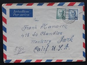 Czechoslovakia Air Mail Cover #297A,298 to USA 1947