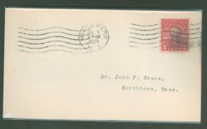 US 655 1929 2c electric light golden jubilee, addressed, uncacheted cover with menol park, nj fdc, smudge cancel?