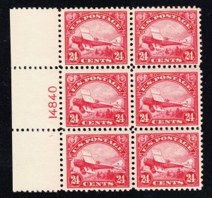 US C6 24c Air Mail Left Side Plate Block of 6 Mint VF-XF OG NH