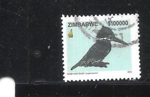 ZIMBABWE SC# 985 2005  $100000 BIRD  DEFINITIVE POSTALLY USED XF RECENT  STAMP