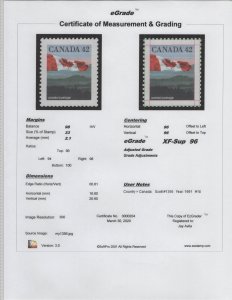 Canada Scott #1356 OG MNH eGRADED With Certificate Superb 96