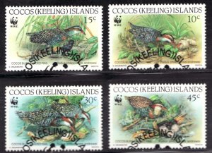 1992 Cocos Keeling Islands Sc #262a-d Birds + WWF promotion set. Used Cv$7