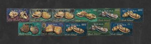 SE)1978 COOK ISLANDS, FROM THE SERIES SHELLS WITH O.H.M OVERLOAD, 11 CTO STAMPS