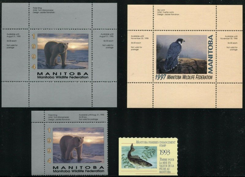 Canada MANITOBA Wildlife Federation Stamps Label Sheet Collection Mint NH