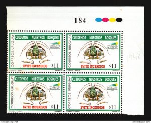 FOREST TREE CARE FIRE DISASTERS URUGUAY MNH BLOCK OF 4 ** CATALOGUE VALUE $12