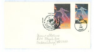 US 2632 1992 Addressed joint issue with Russia 6082 FDC with dual FD cancels, Space Accomplishments