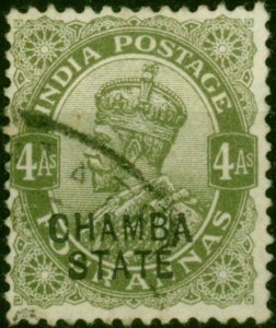 Chamba 1913 4a Olive SG49 Fine Used (2)