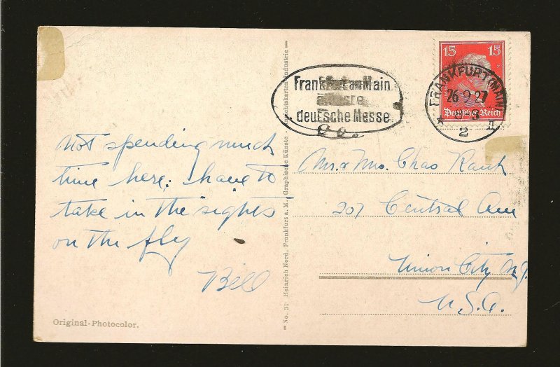 Germany SC#356 on PM 1927 Frankfurt Main Postcard Used