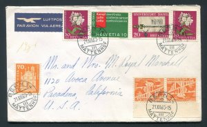 1960 Bern, Switzerland to Pasadena, California USA - Multifranked - Bold Strikes