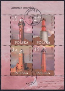 Poland 2007 Sc 3865 Gdansk Rozewie Kolobrzeg Hel Lighthouse Stamp SS Used NG