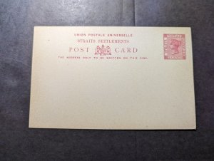 Mint Straits Settlements Postal Stationery Postcard Three Cents Denomination