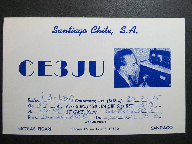 4336 Amateur Radio QSL Card Santiago Chile