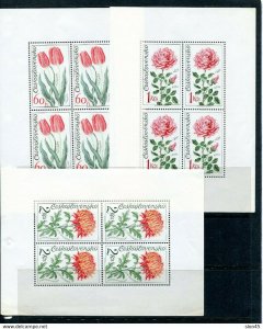 Czechoslovakia 1973 3 Sheets Mi 2147-8/2152 Flowers MNH 12933