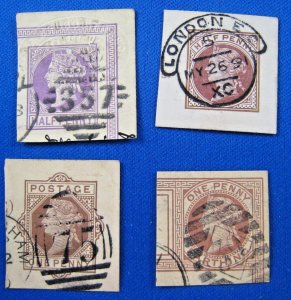 GREAT BRITAIN  1875-79  -  3 CUT SQUARES  -  USED                       ehgb52