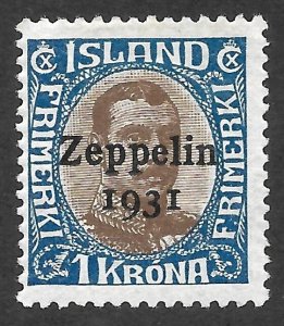 Doyle's_Stamps: 1931 MH Iceland Zeppelin Flight Airmails, Scott #C9* to #C11*