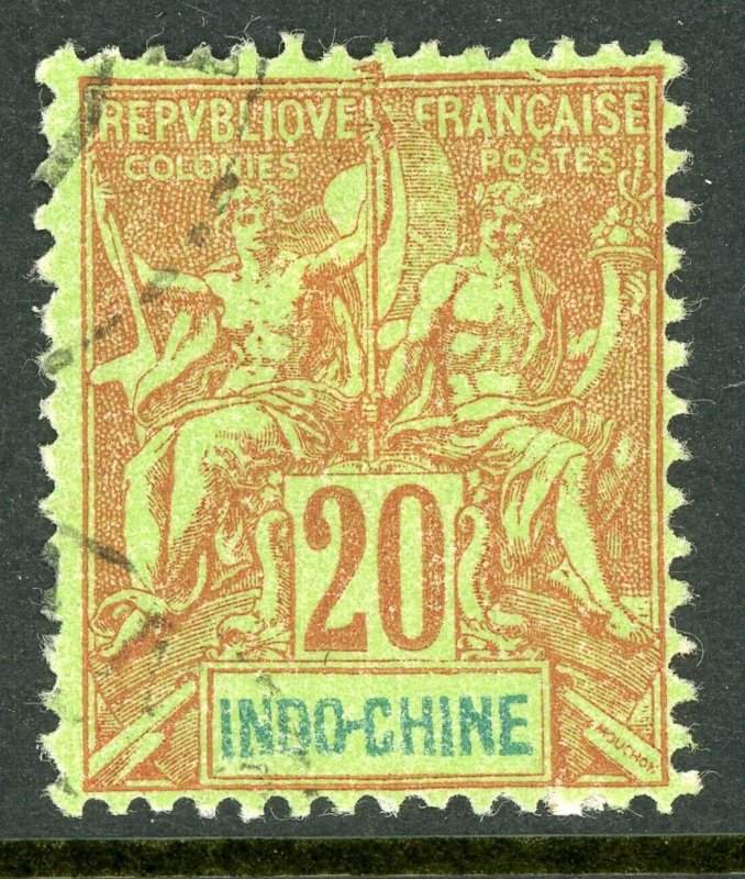 Indochina 1892 French Colony 20¢ Red Peace & Commerce Scott #12 VFU N301 ⭐⭐⭐⭐