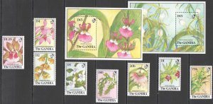 B0251 Gambia Nature Flora Flowers Orchids #955-62 Michel 40 Euro 1Set+2Bl Mnh