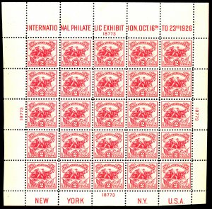 U.S. #630 MINT SHEET OF 25 OG LH CREASES