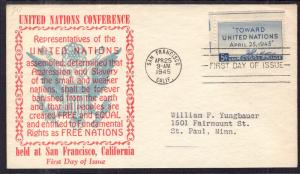 US 928 United Nations Sanders Typed FDC