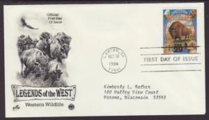 US Legends of the West,Wildlife 1994 PCS Typed FDC BIN