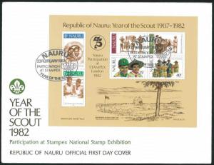 NAURU - SC#249a SCOUTING YEAR IMPERF S/S (1982) FDC