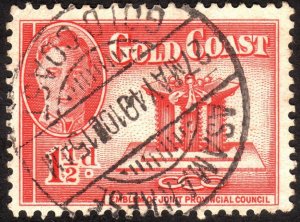 1948, Gold Coast 1 1/2p, Used, Sc 132