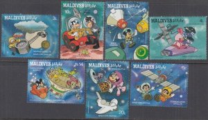 MALDIVES # 1273-9 DISNEY STAMPS ISSUED to CELEBRATE SPACE EXPLORATION