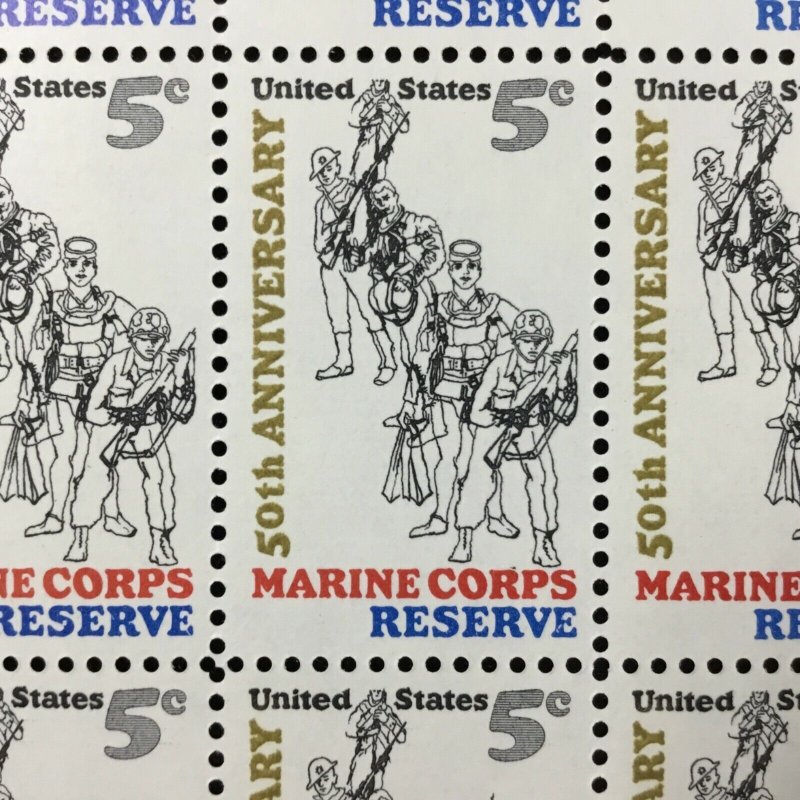 1315   Marine Corps Reserve   MNH Untagged 5 c Sheet of 50    FV $2.50   In 1966