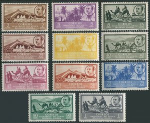 Spanish West Africa 3-13,hinged. Nomad camp,Tinzgarrentz Oasis,Desert well,1950.