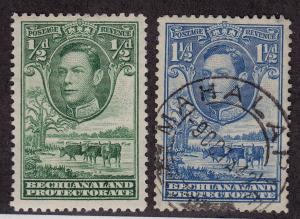 BECHUANALAND Scott # 124 MLH, 126 Used King George VI (2 Stamps) -15