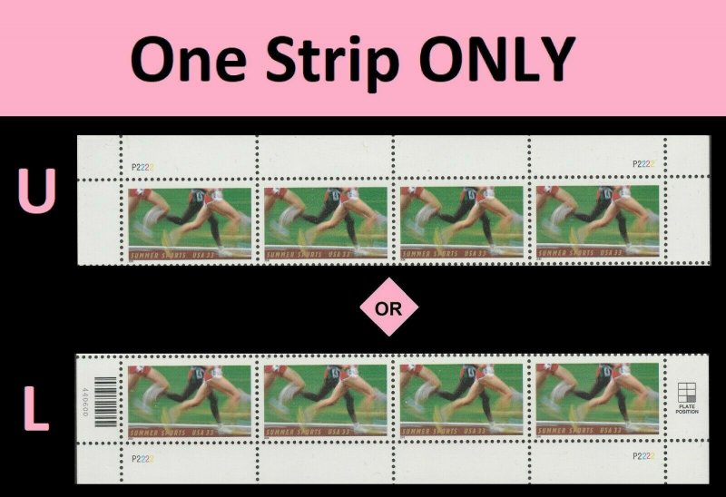 US 3397 Summer Sports 33c plate strip P2222 (4 stamps) MNH 2000