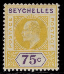 SEYCHELLES EDVII SG54, 75c yellow & violet, M MINT. Cat £10.