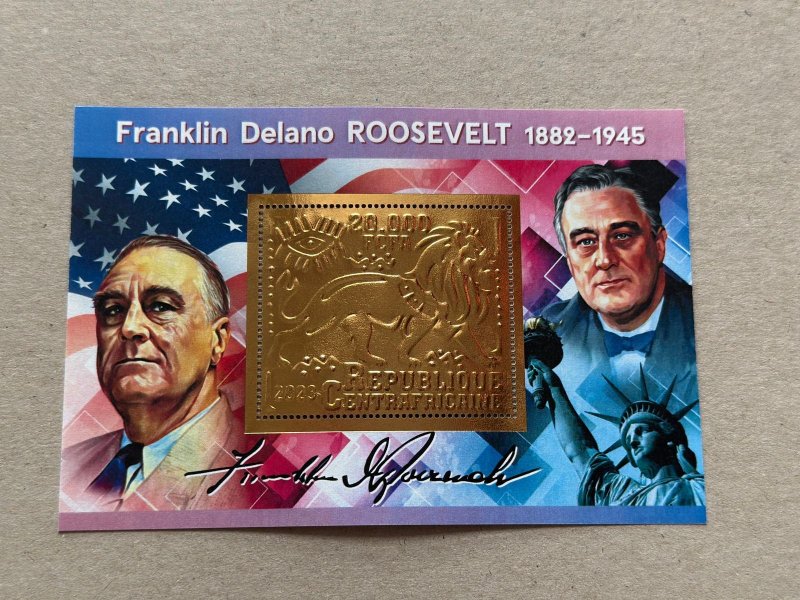 Franklin Roosevelt2023 year 6 blocks Foil. Bronze perforated  NEW MNH**