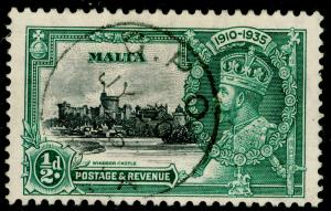 MALTA SG210, ½d black & green, VFU, CDS.