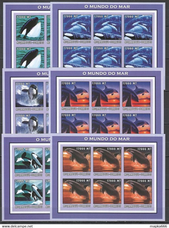 Imperforate 2002 Mozambique New Fauna Marine Life Killer Whales 6Set ** Kv136