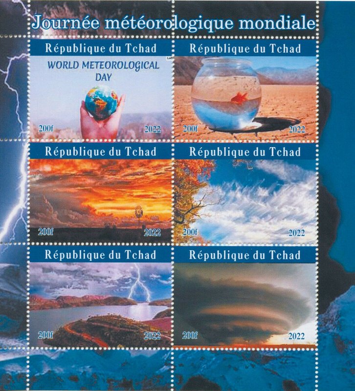 Chad 2022 MNH Science Stamps World Meteoroligical Day Weather Landscapes 6v M/S 