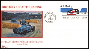 US U587 Auto Racing Western Silk U/A FDC