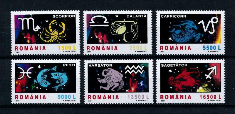 [100956] Romania 2001 Zodiac signs Scorpion Fish Libra Capricorn  MNH