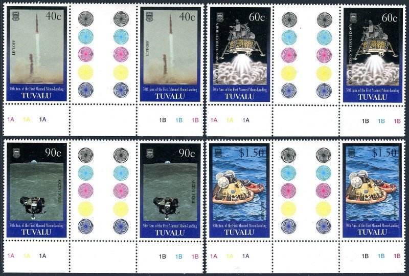 Tuvalu 800-803 gutter,804,MNH.Mi 832-836. 1st Manned Moon Landing,30th Ann.1999.