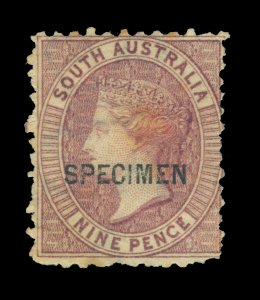 SOUTH AUSTRALIA 1902 Queen Victoria  9p magenta  Scott # 120  SPECIMEN ovpt.