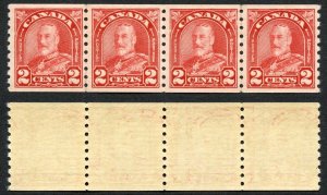 Canada SG307 2c Scarlet Strip (offset on reverse) U/M (MNH) Unitrade Cat 280