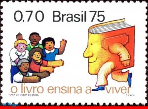 1412 BRAZIL 1975 DAY OF THE BOOK, 'THE BOOKS TEACH HOW TO LIVE', MI# 1508, MNH