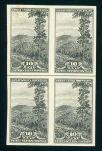 US Stamp #765 Great Smoky Mountains 10c - Horiz. Line - Block of 4 - CV $18.00